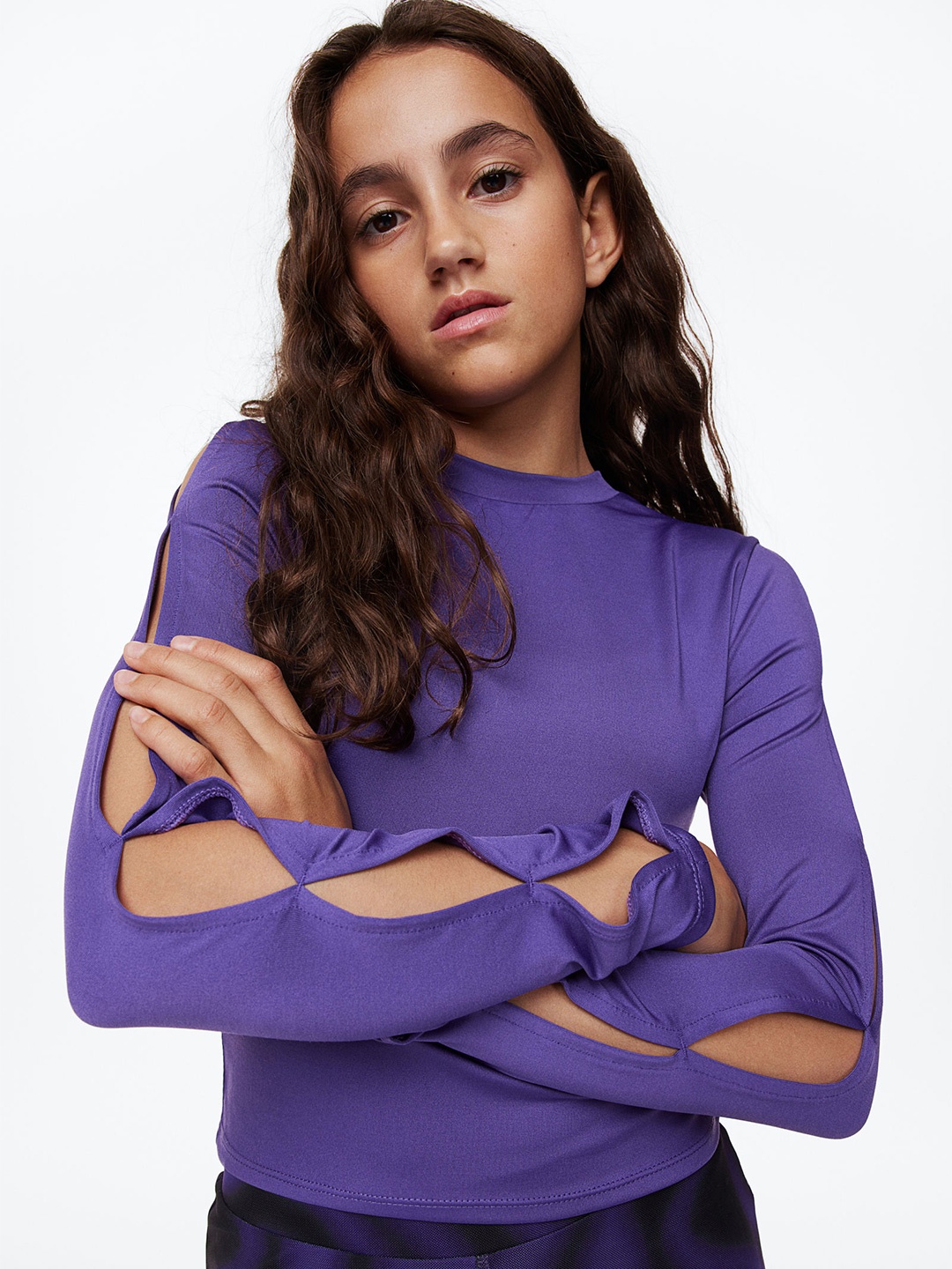 

H&M Girls Purple Ribbed Cotton Jersey Cropped Top