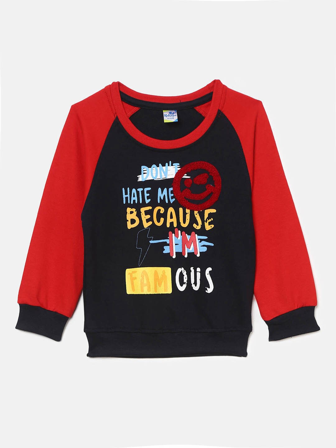 

V-Mart Kids Navy Blue Typography Printed T-shirt