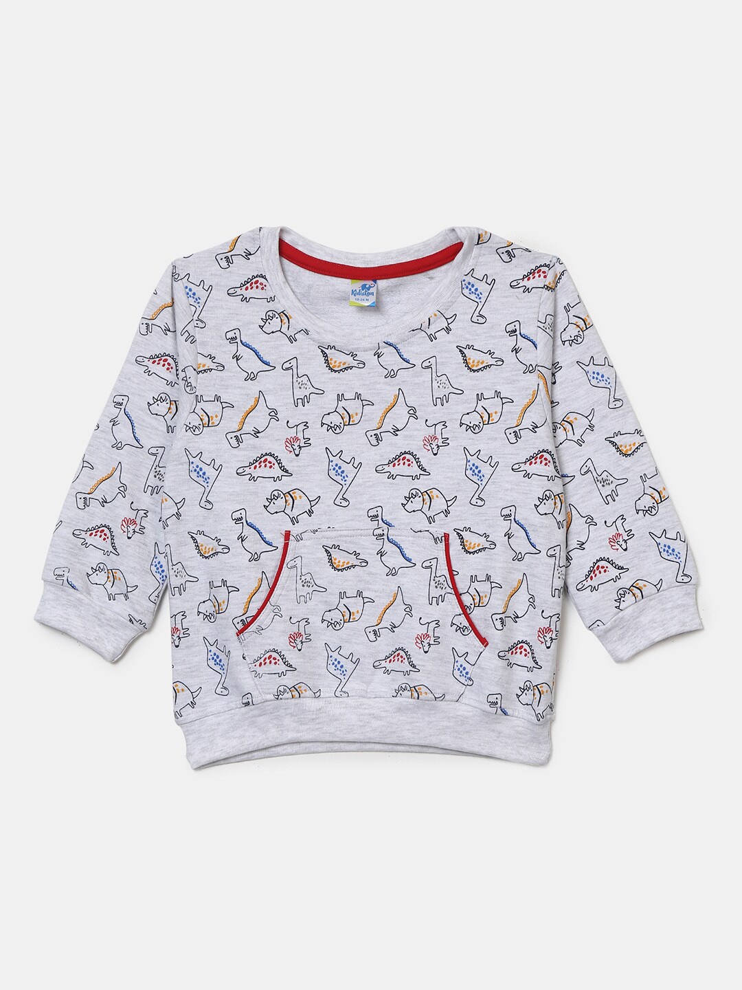 

V-Mart Kids Grey Melange & Maroon Cotton Printed T-shirt