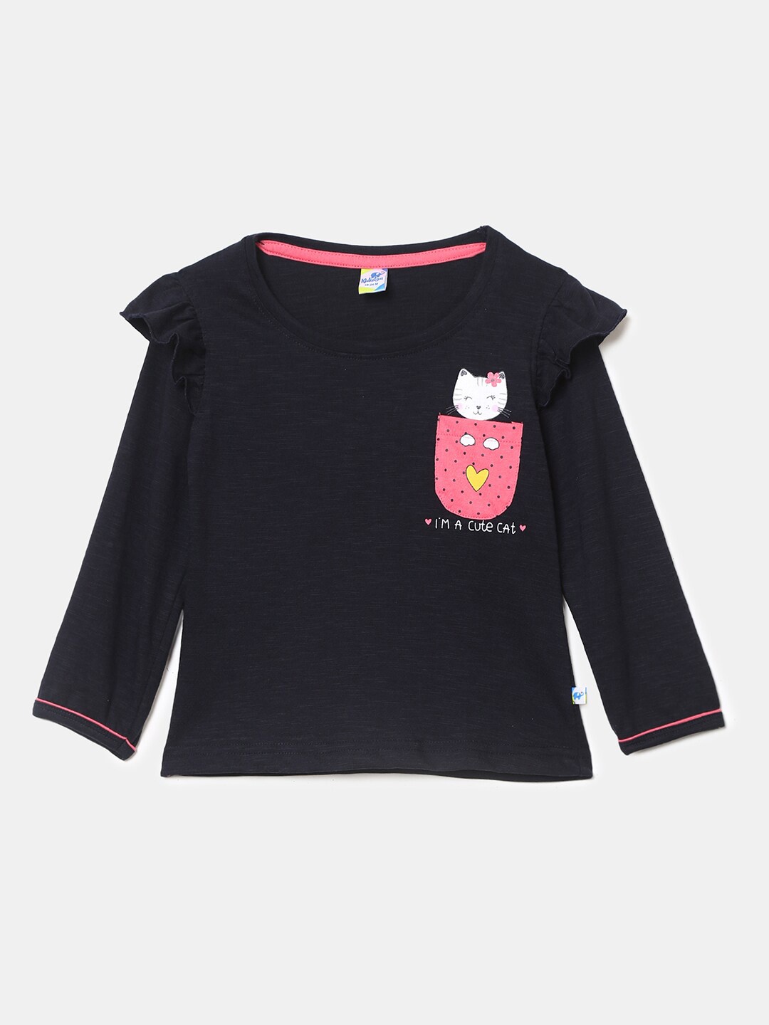 

V-Mart Kids Navy Blue & Pink Cotton T-shirt