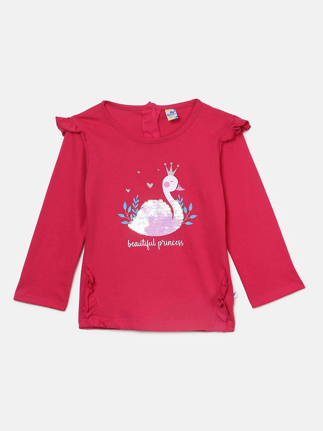 

V-Mart Kids Fuchsia Embellished Cotton T-shirt