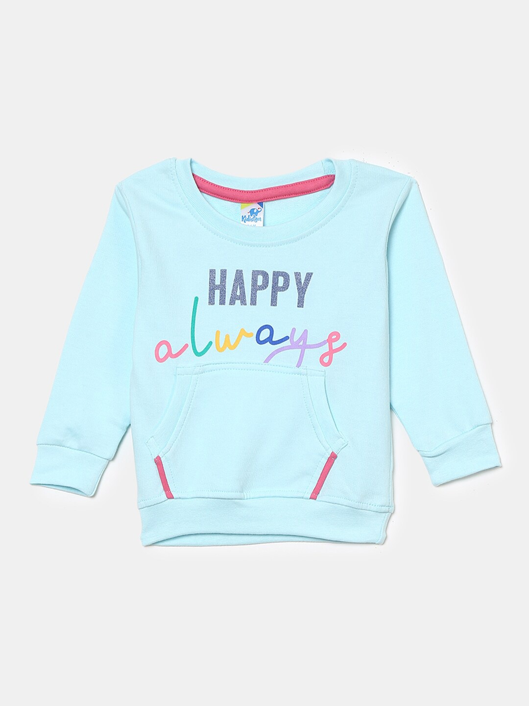 

V-Mart Kids Blue & Pink Typography Printed Cotton T-shirt