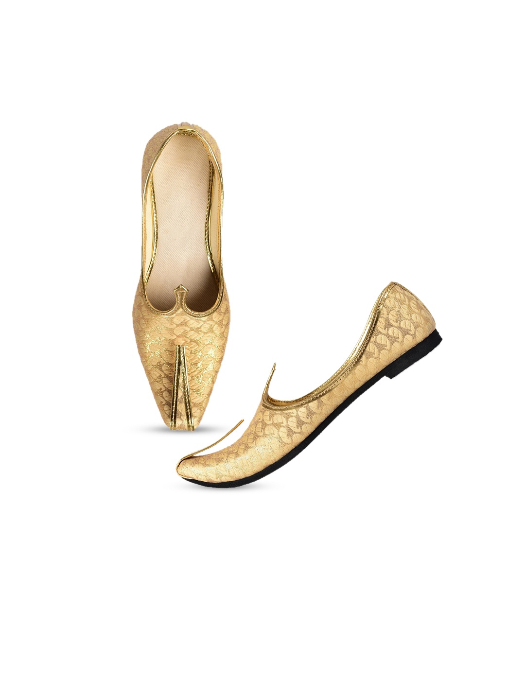 

Aristitch Men Gold-Toned Woven Design Mojaris