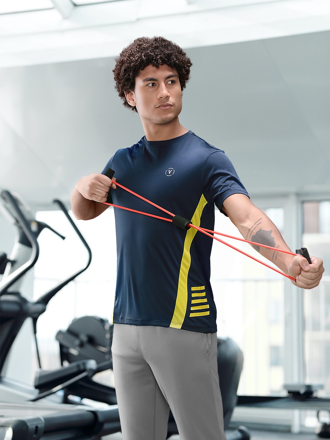 

Van Heusen Flex Men Striped Slim Fit Sports T-shirt, Navy blue