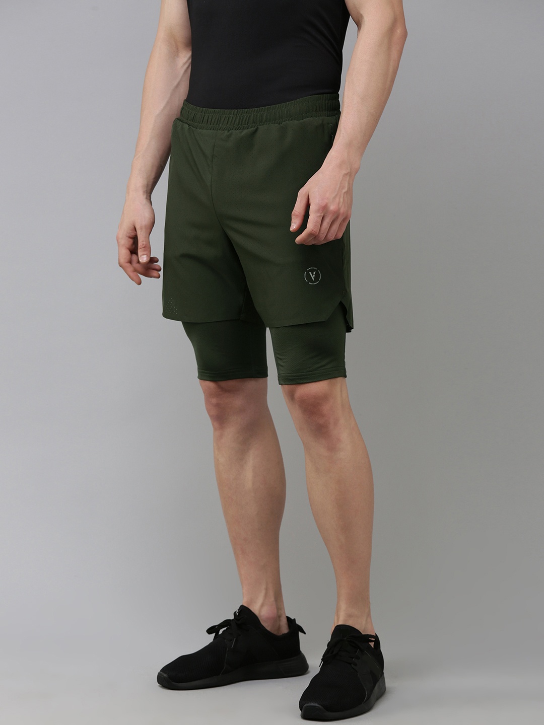 

Van Heusen Men High-Rise Training Sports Shorts, Olive