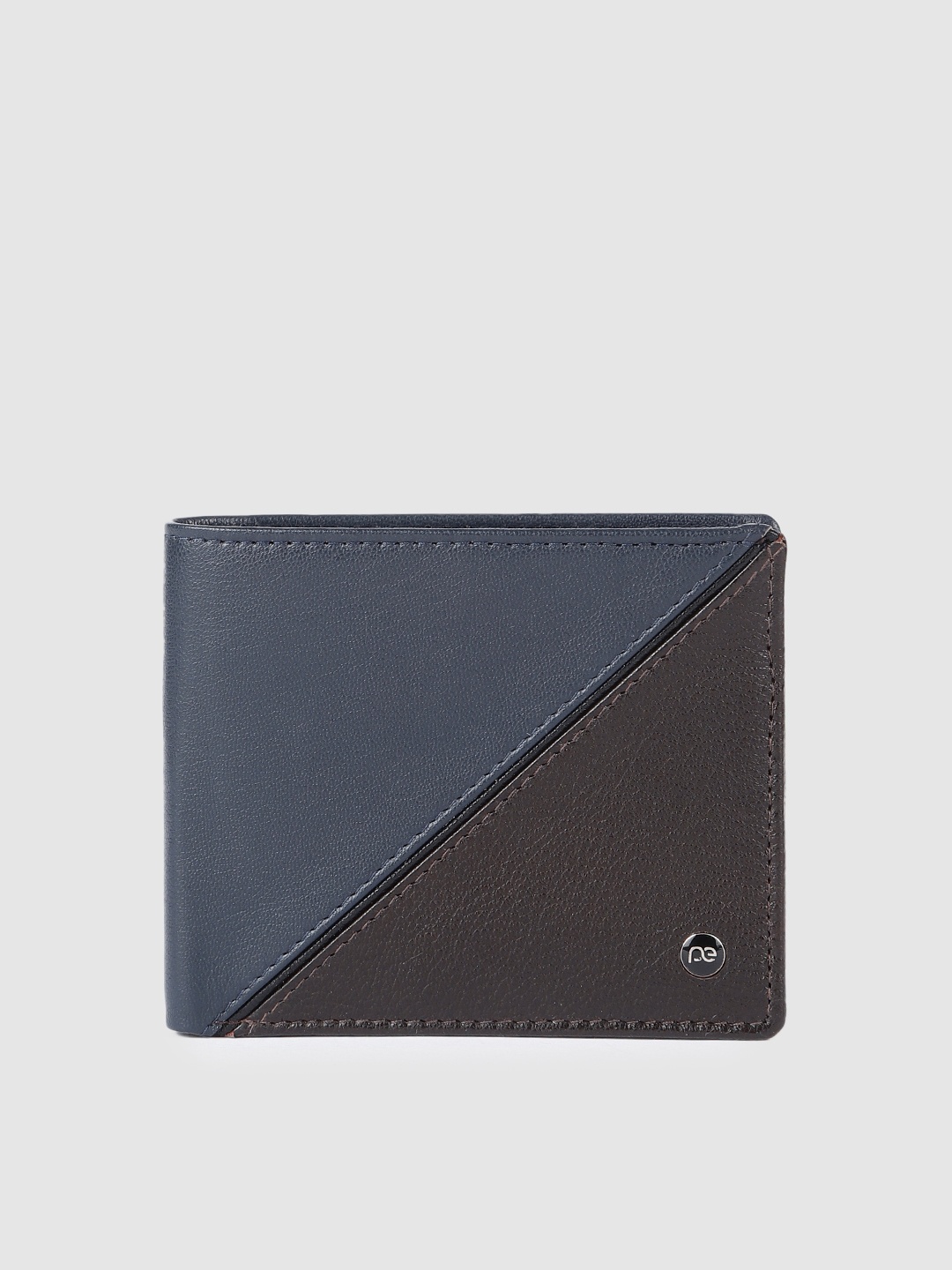 

Peter England Men Blue & Black Colourblocked Two Fold Wallet