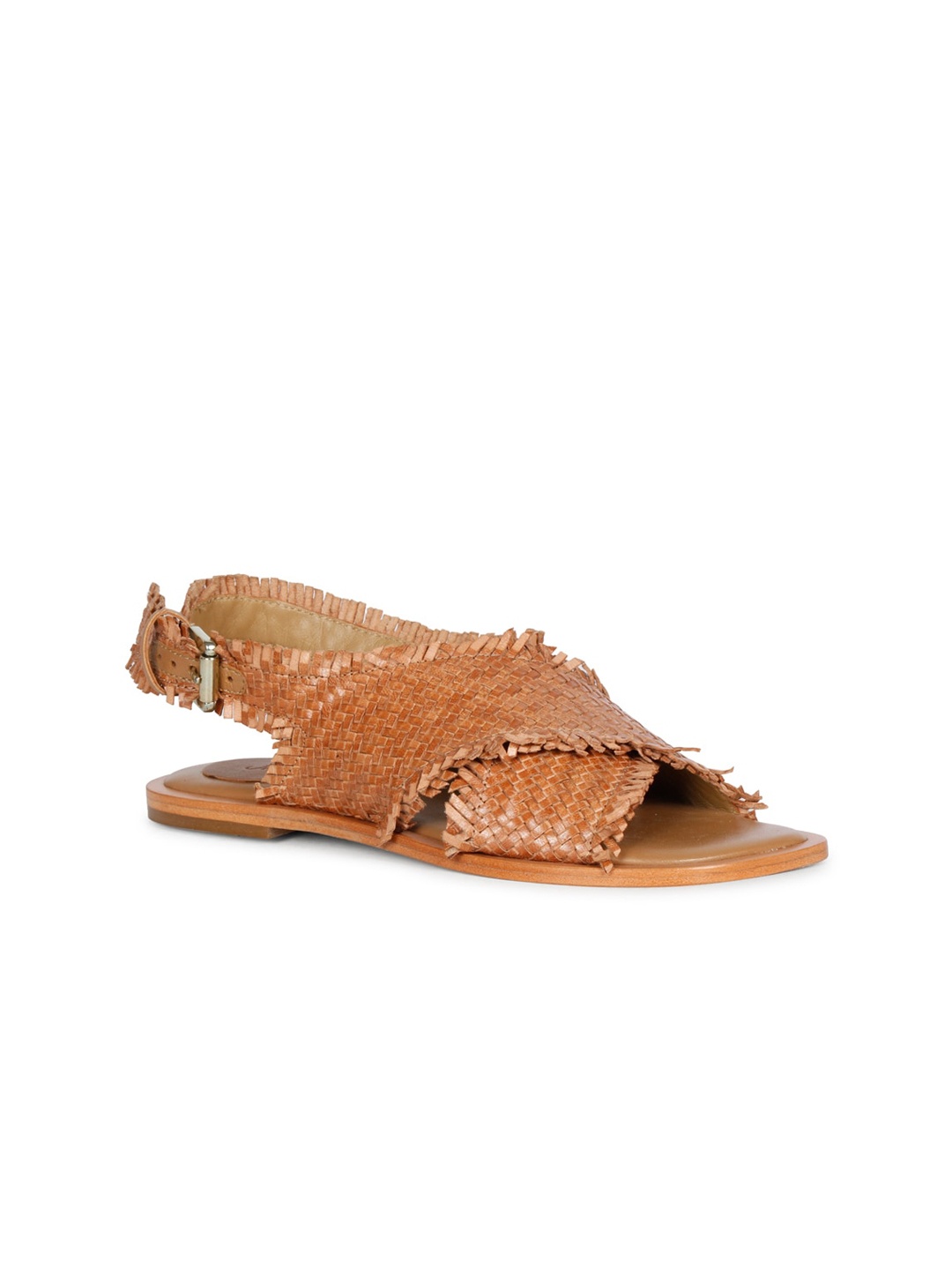 

Saint G Women Tan Leather Open Toe Flats