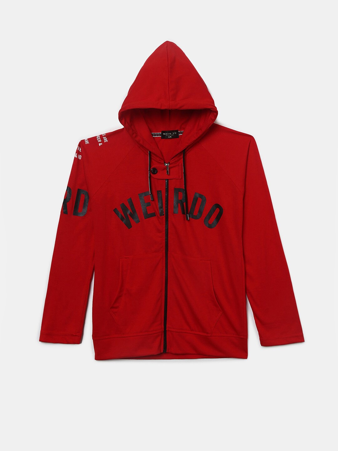

V-Mart Girls Typography Printed Hooded Cotton Sweatshirt, Red
