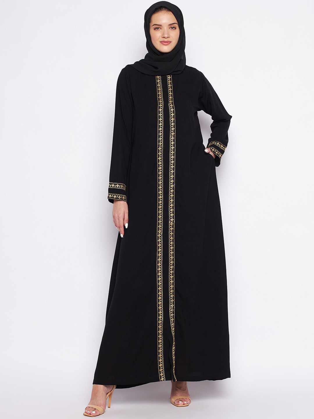 

NABIA Women Black Solid Abaya Burqa