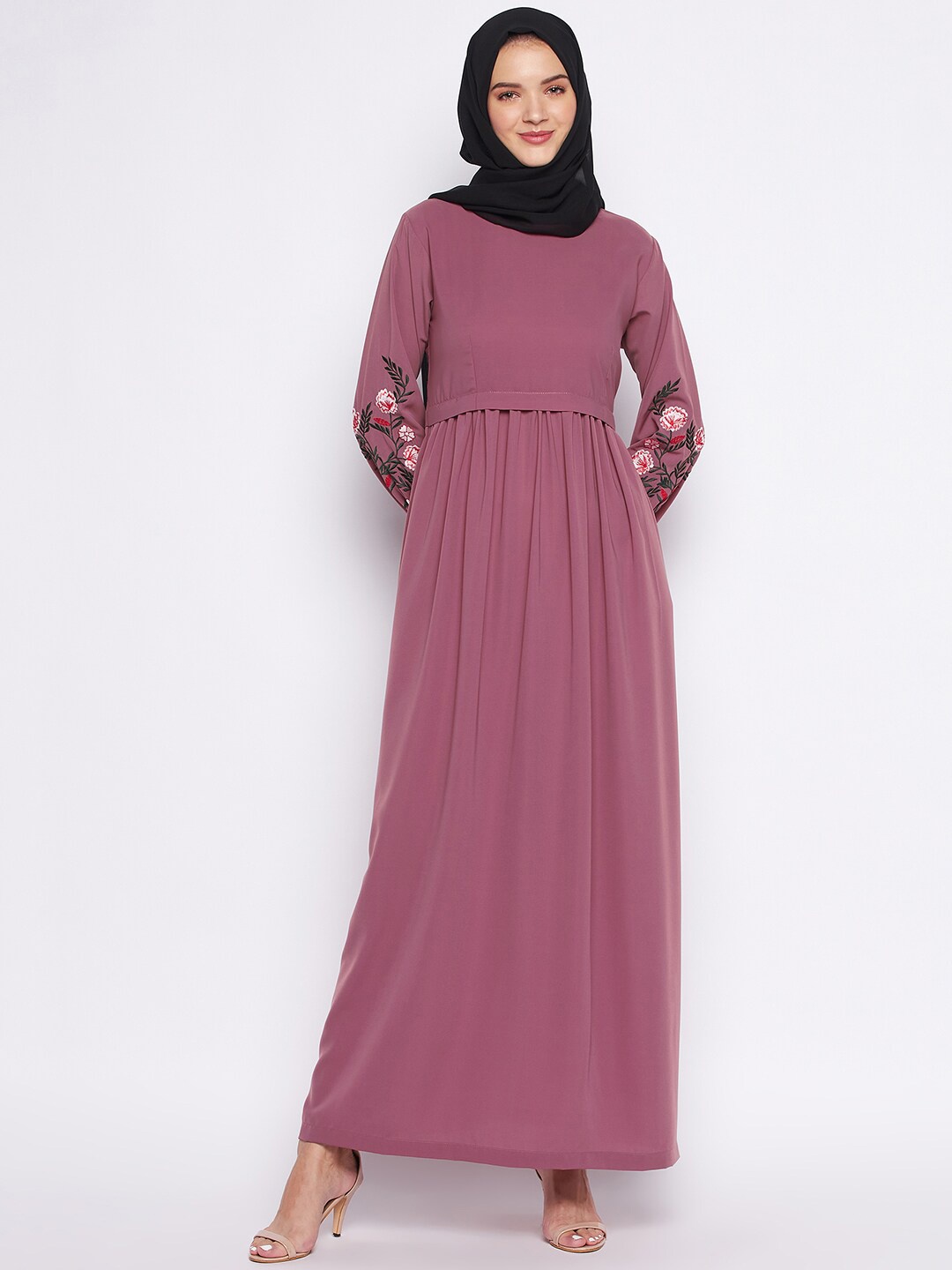 

NABIA Women Pink Embroidery Abaya Burqa