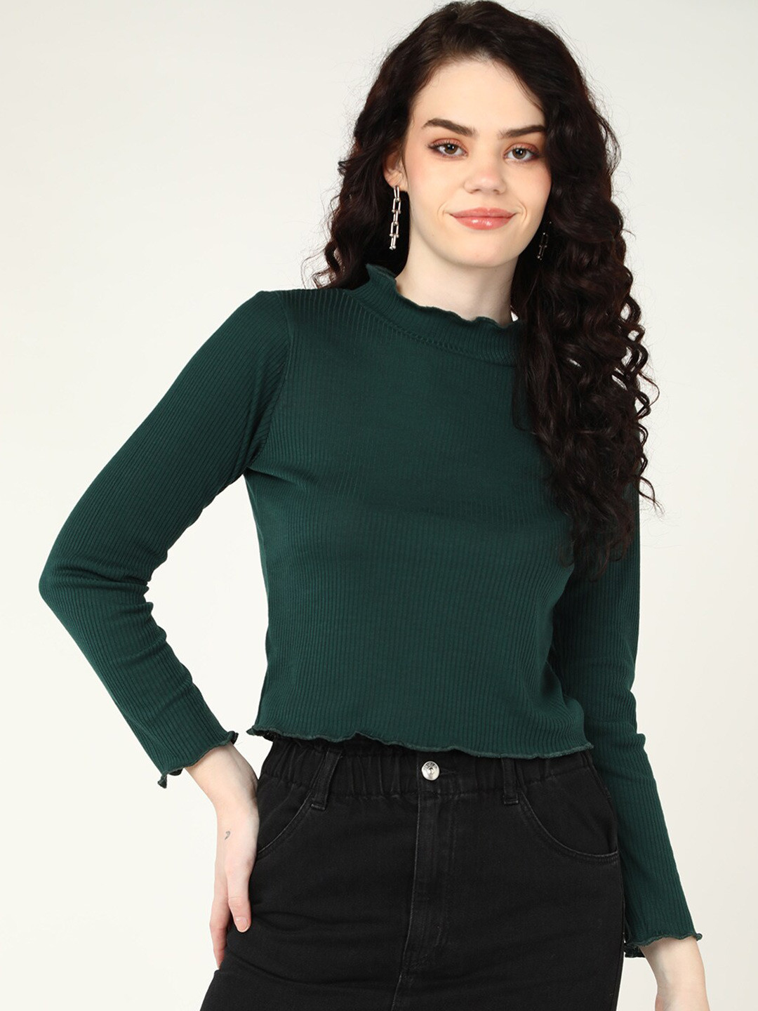 

DressBerry Women Green Pure Cotton Top