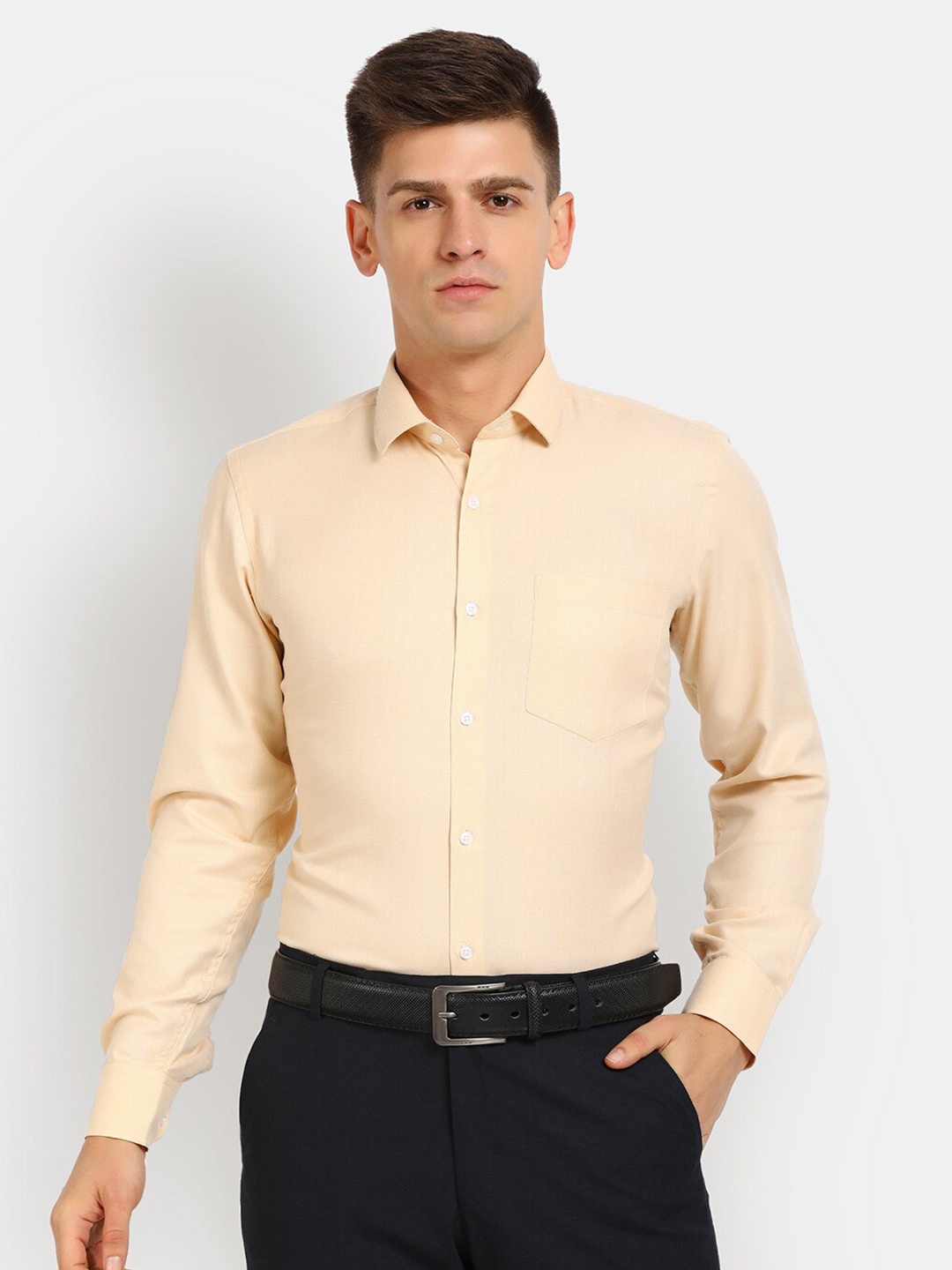 

J White by Vmart Men Yellow Classic Cotton Formal Shirt