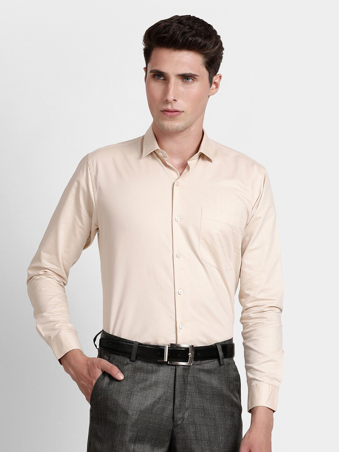 

J White by Vmart Men Khaki Classic Fit Cotton Formal Shirt