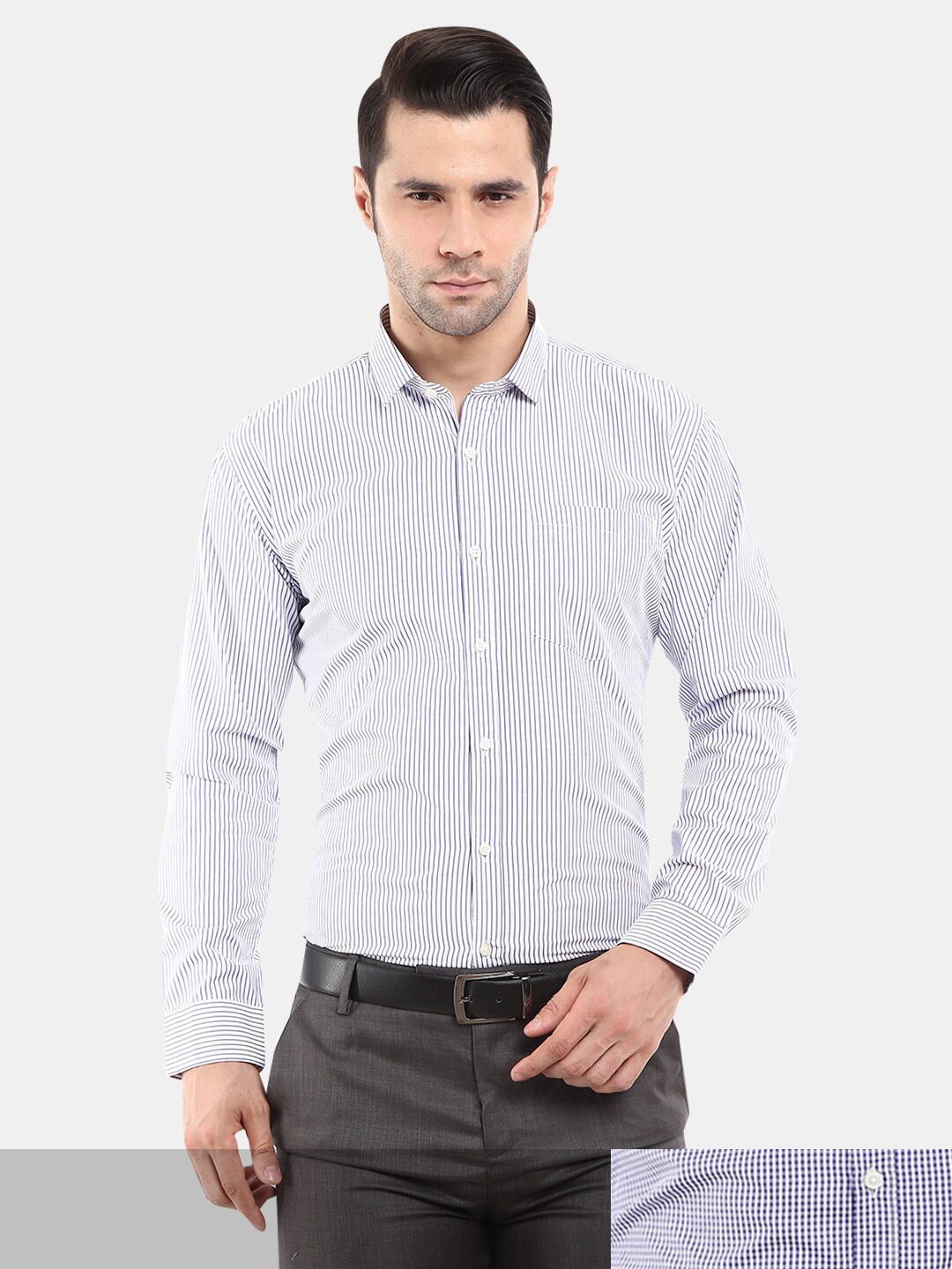 

V-Mart Men Blue Pack Of 2 Classic Printed Formal Shirt