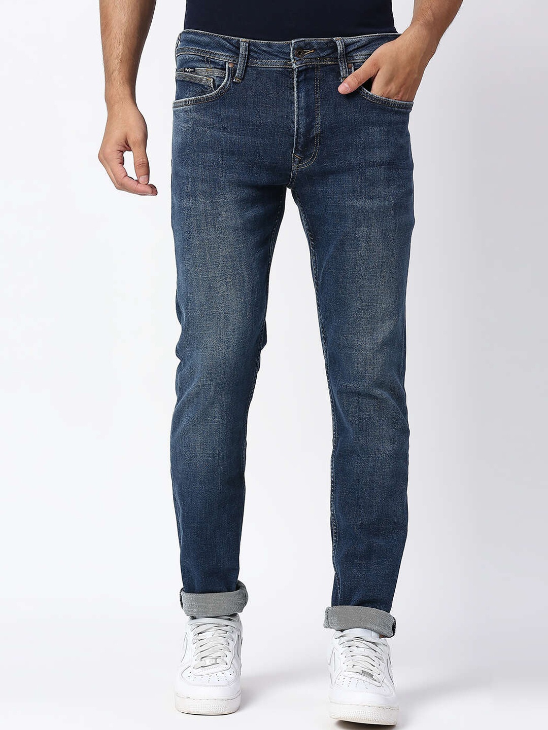 

Pepe Jeans Men Blue Slim Fit Heavy Fade Cotton Stretchable Jeans
