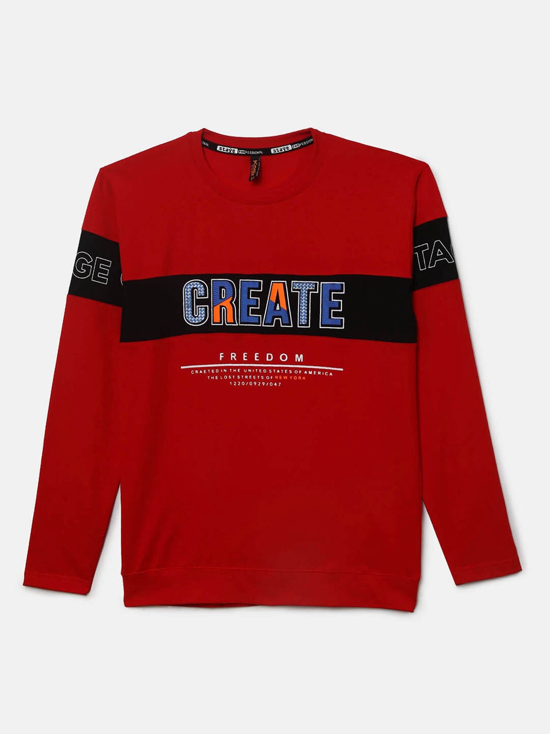 

V-Mart Boys Red & Black Typography Cotton T-shirt