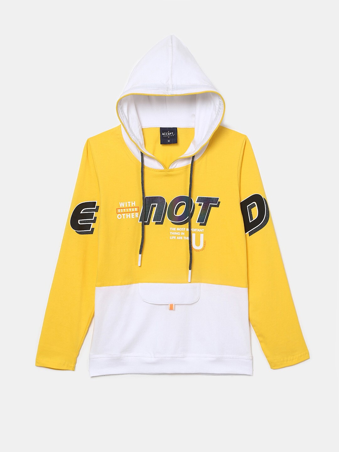 

V-Mart Boys Typography Printed Hooded Cotton Sweatshirt, Yellow