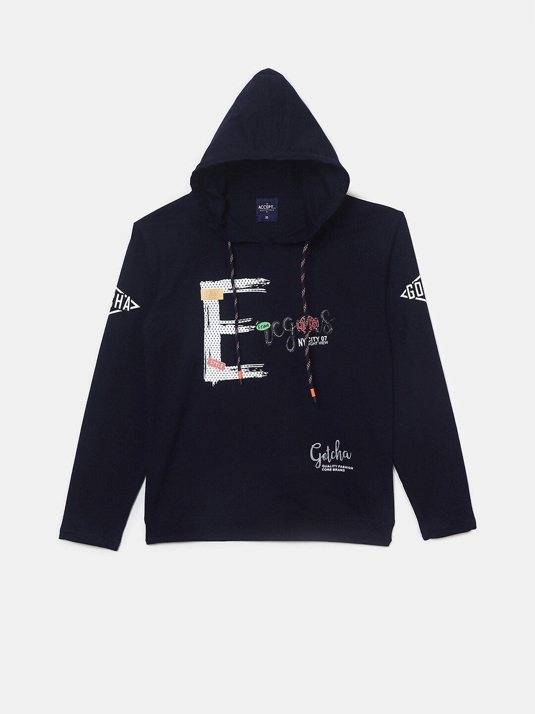 

V-Mart Boys Typography Printed Hooded Cotton Sweatshirt, Navy blue