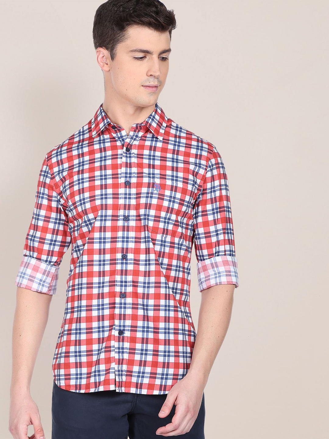 

U.S. Polo Assn. Men Tartan Cotton Shirt, Red