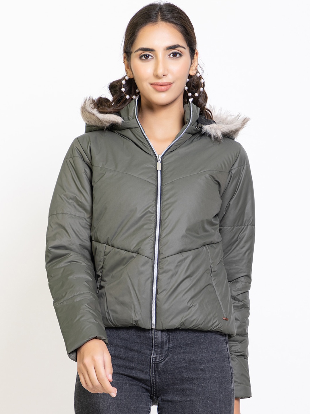 

Species Women Olive Green Parka Jacket