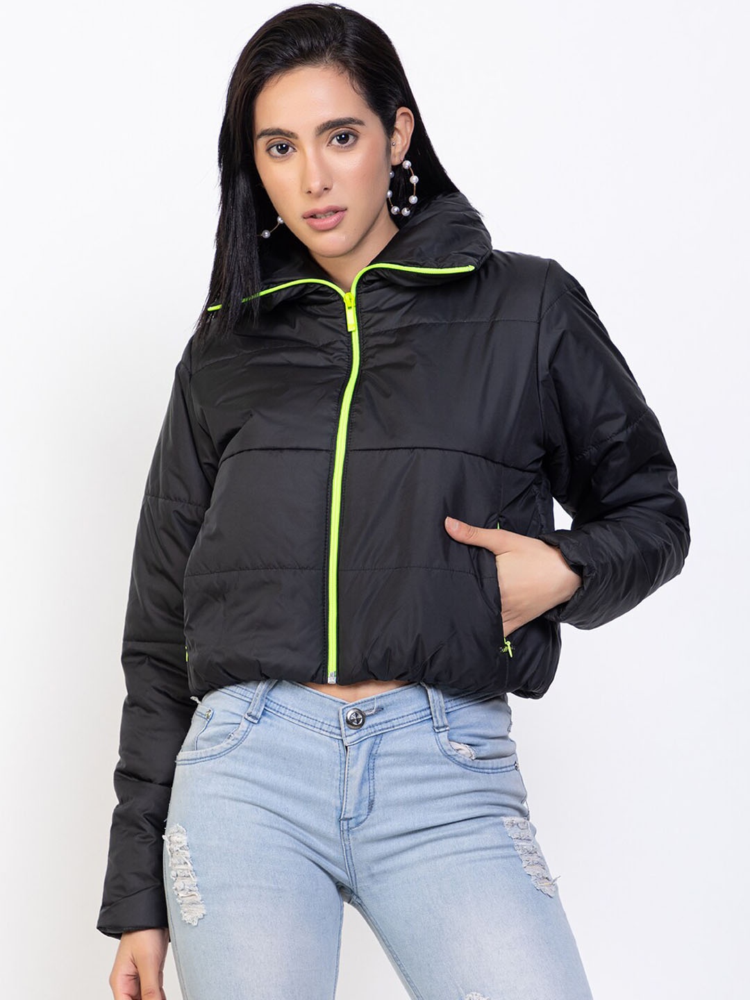 

Species Women Black Crop Parka Jacket