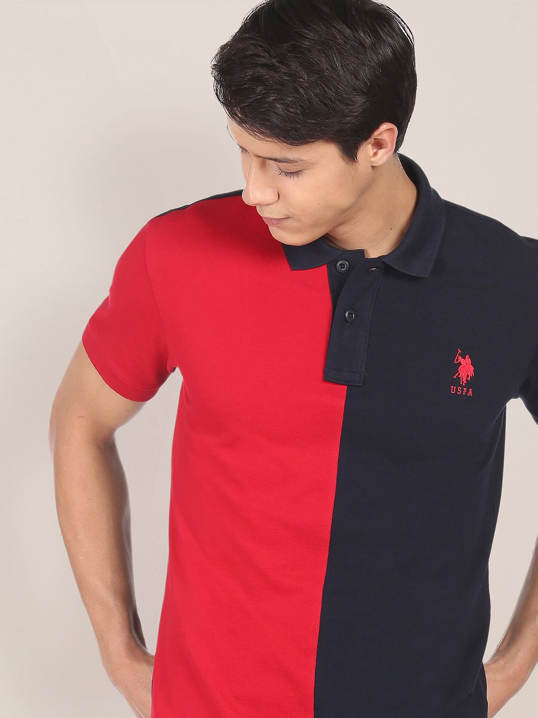 

U.S. Polo Assn. Men Colour Block Polo Shirt, Blue