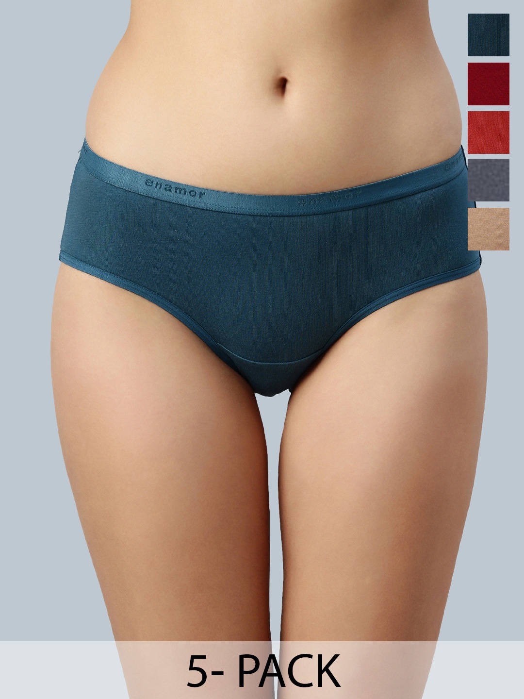 

Enamor CR02 Full Coverage Mid Waist Cotton Hipster Panty with Soft Elastic- Assorted