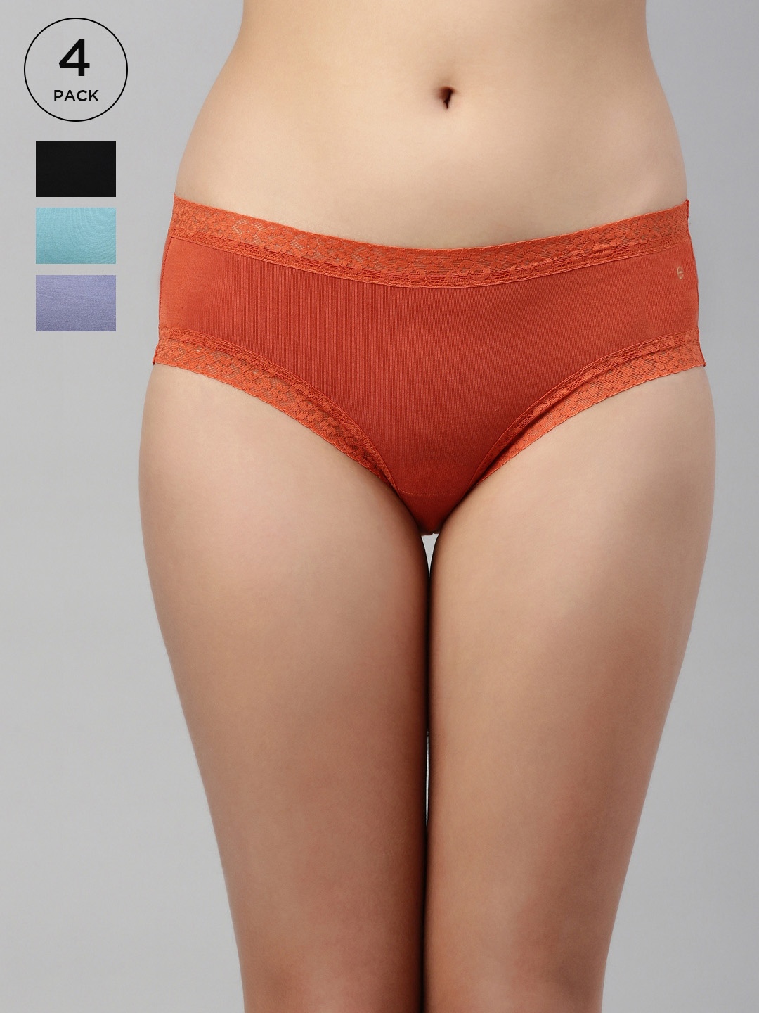 

Enamor Pack of 4 Low Waist Antimicrobial Stain Release Finish Hipster Briefs MH20, Assorted