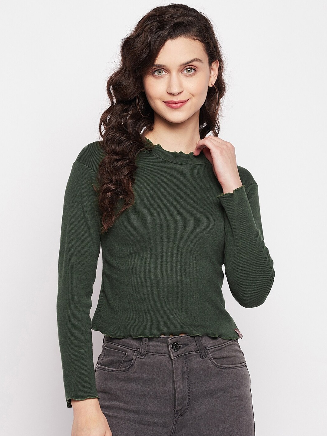 

ALIZA Women Olive Green Top