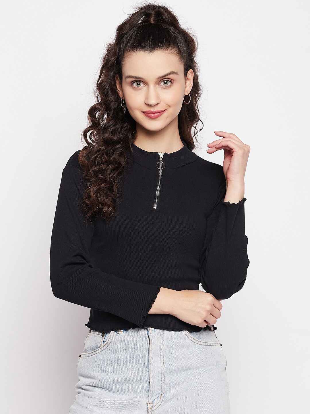 

ALIZA Women Black Solid Top