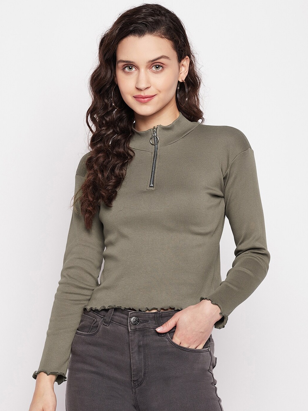 

ALIZA Women Green Solid Top