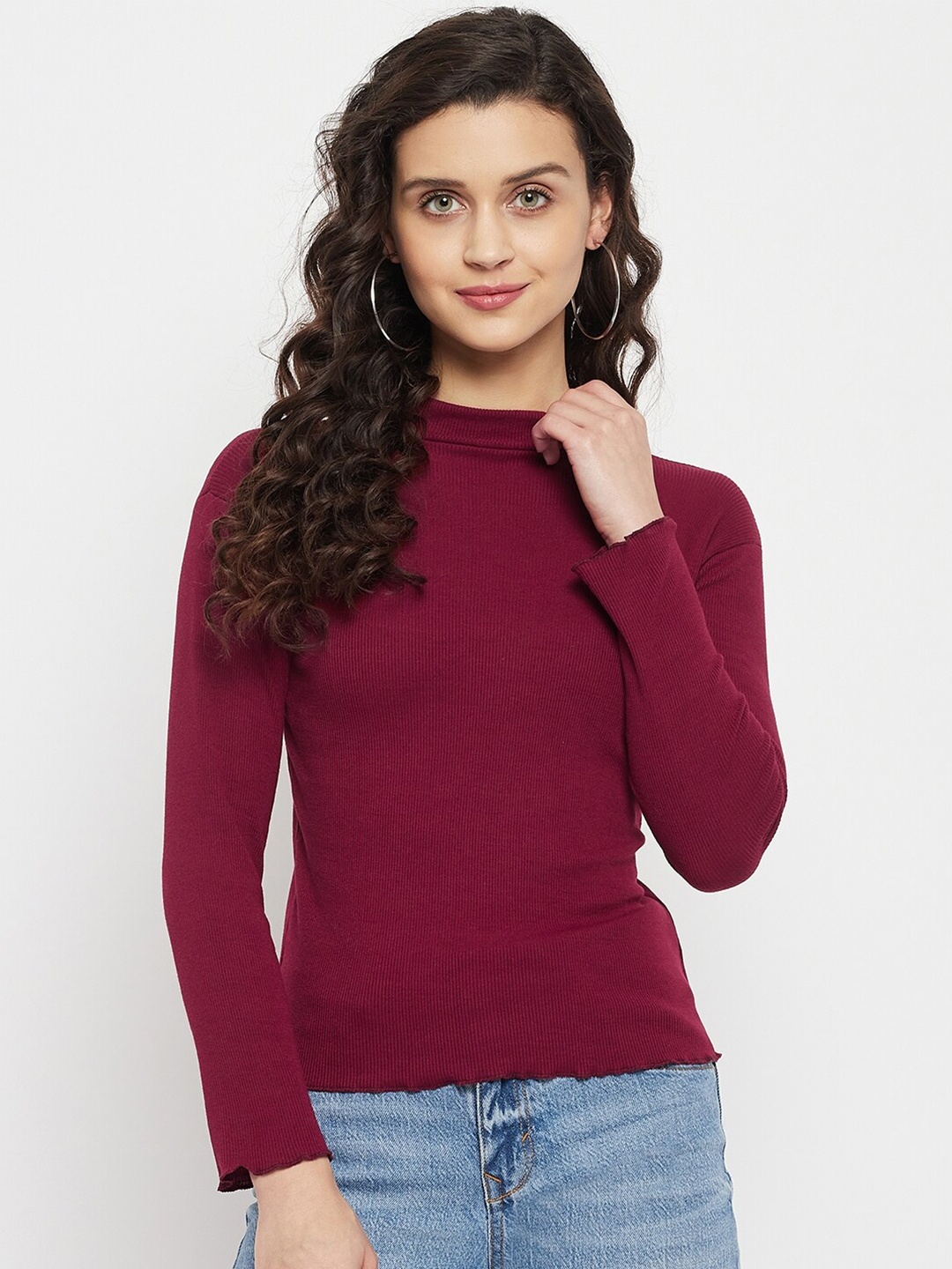 

ALIZA Women Maroon Solid Top