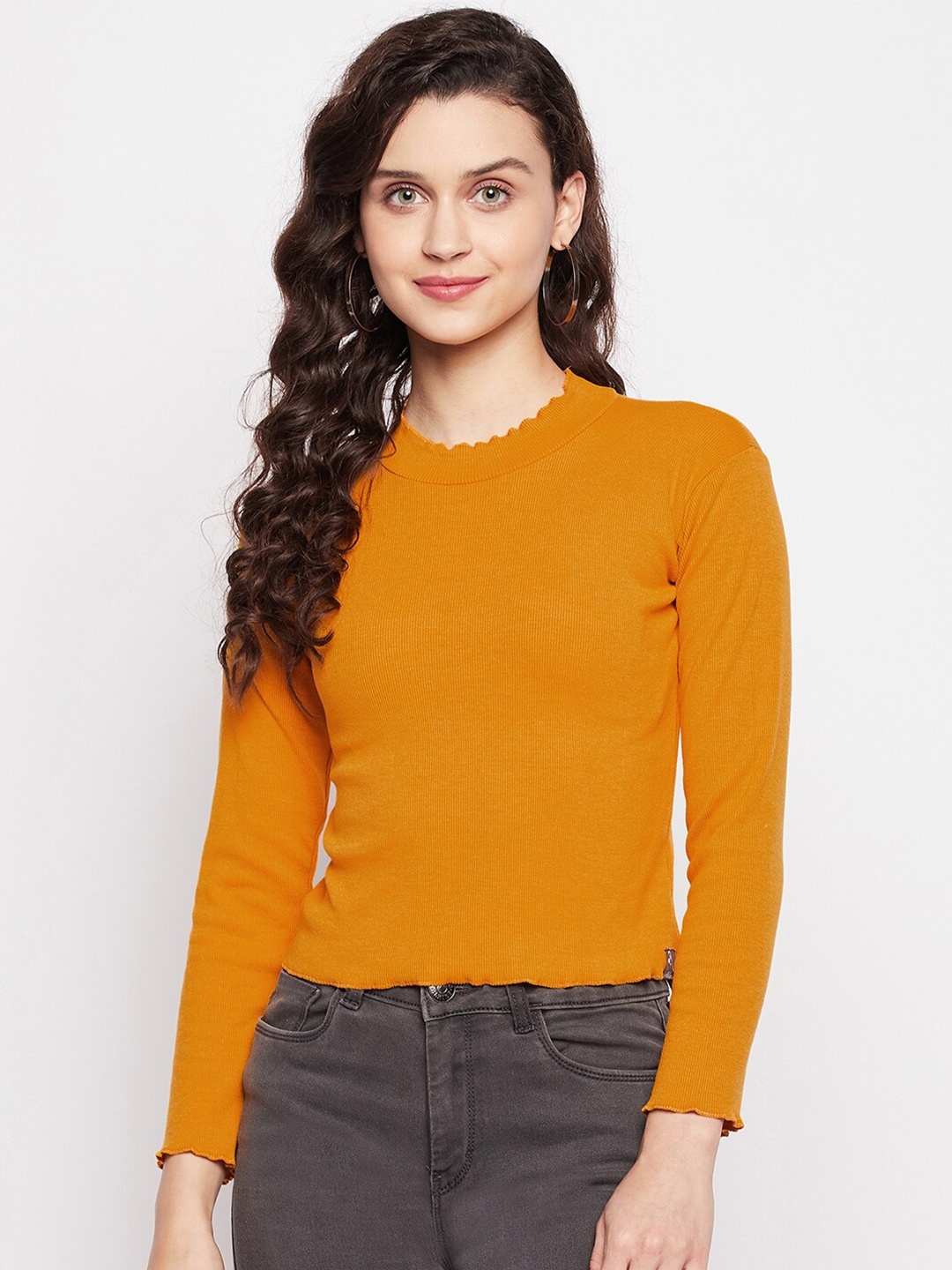 

ALIZA Women Mustard Yellow Solid Top