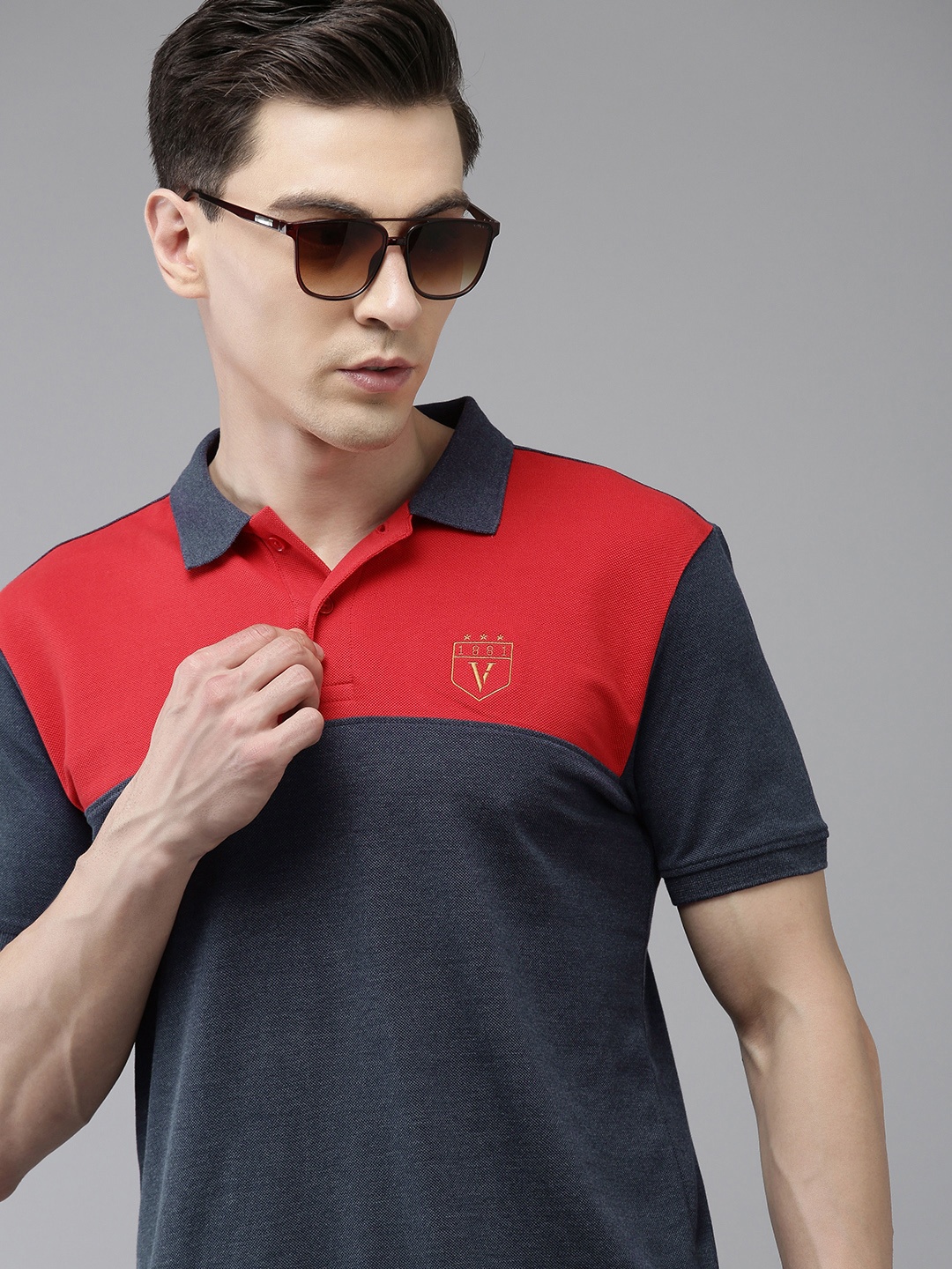 

Van Heusen Sport Men Colourblocked Polo Collar T-shirt, Blue