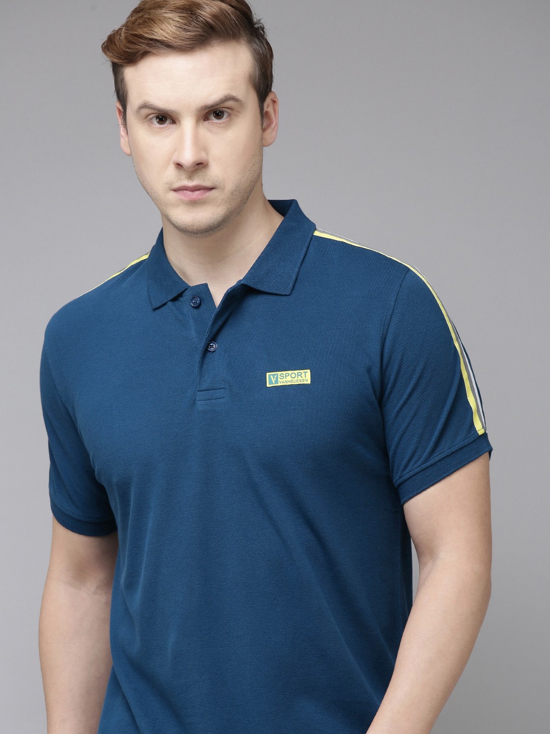 

Van Heusen Sport Men Solid Polo Collar Pure Cotton T-shirt, Blue