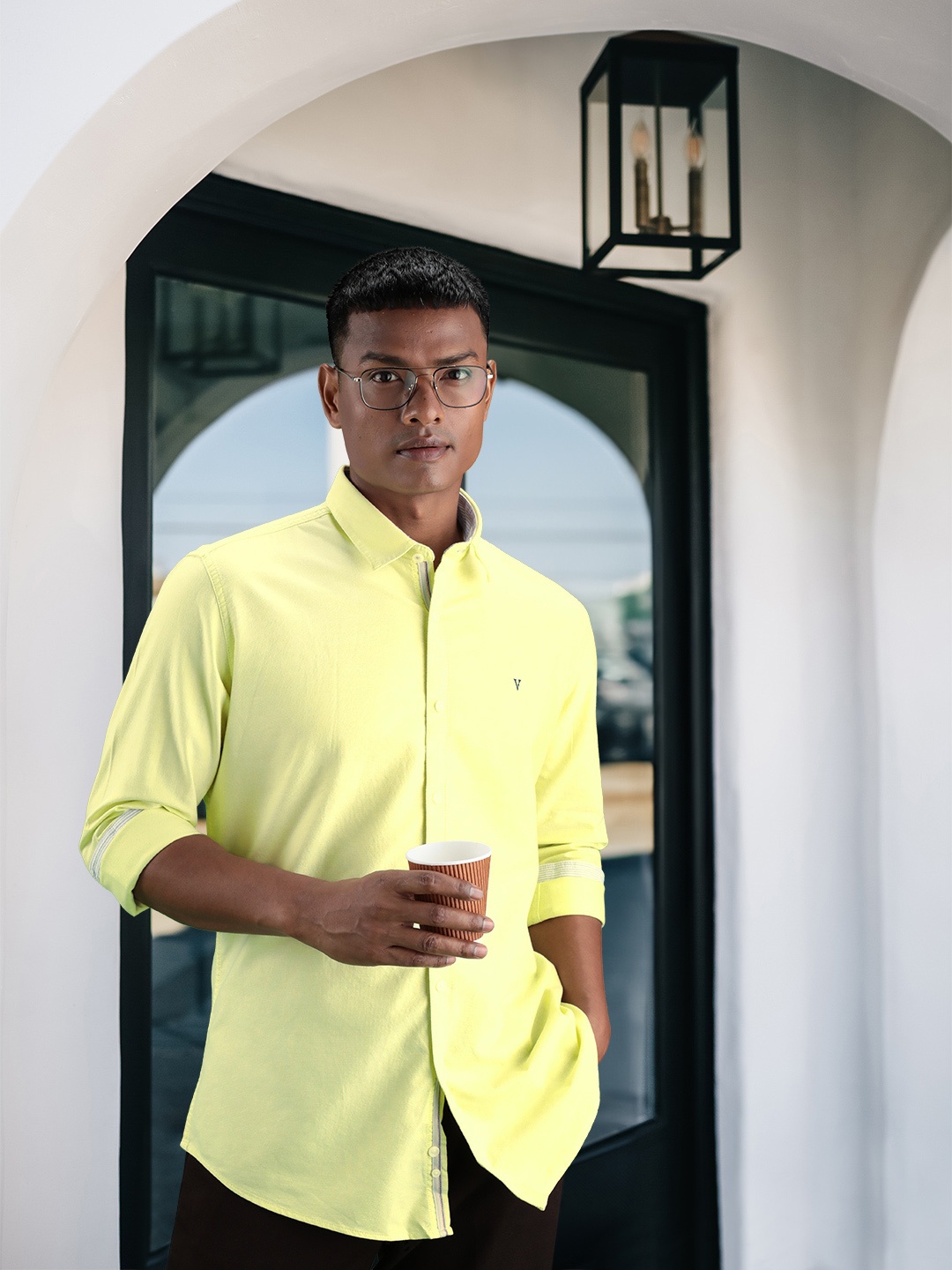 

Van Heusen Sport Men Pure Cotton Slim Fit Casual Shirt, Yellow