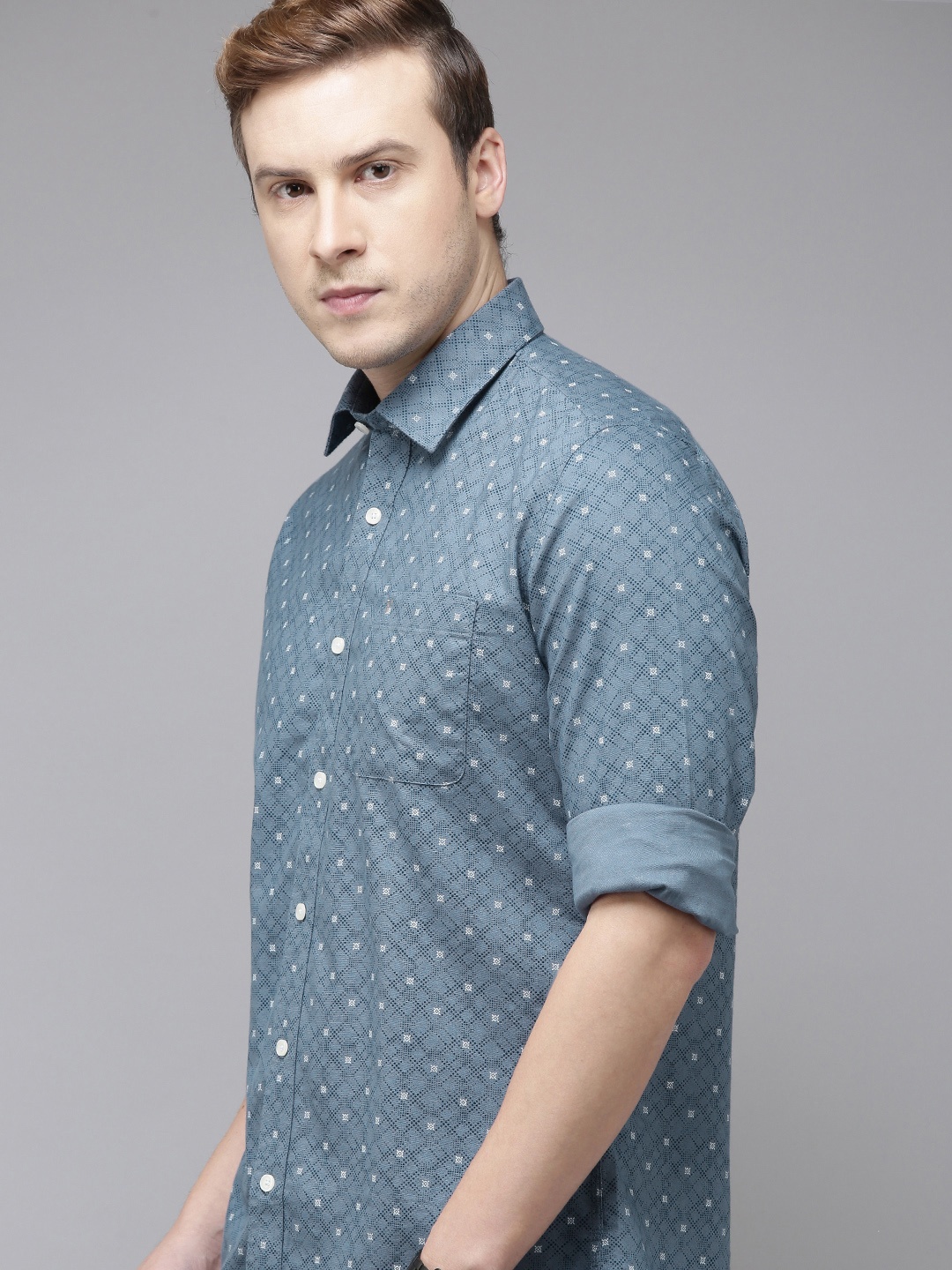 

Van Heusen Sport Men Pure Cotton Slim Fit Printed Casual Shirt, Blue