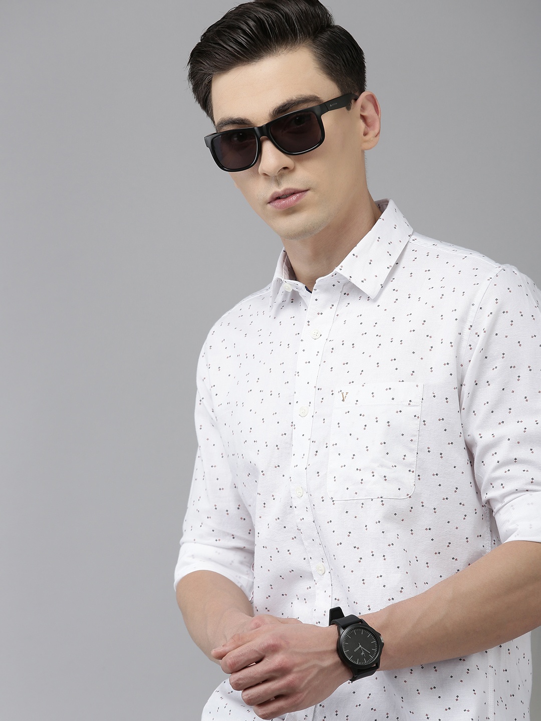 

Van Heusen Sport Men Pure Cotton Slim Fit Printed Casual Shirt, White
