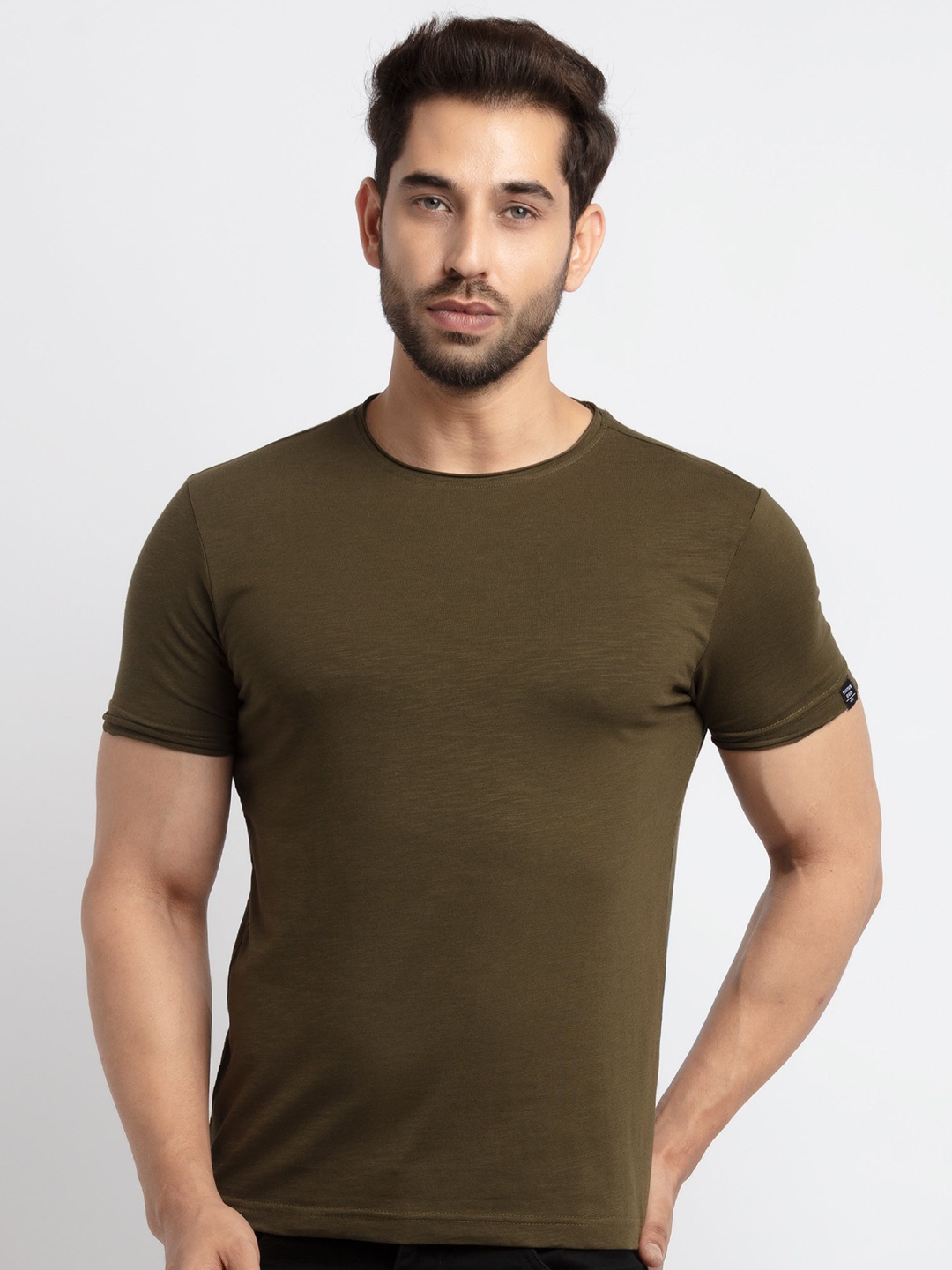 

Status Quo Men Olive Green Cotton T-shirt