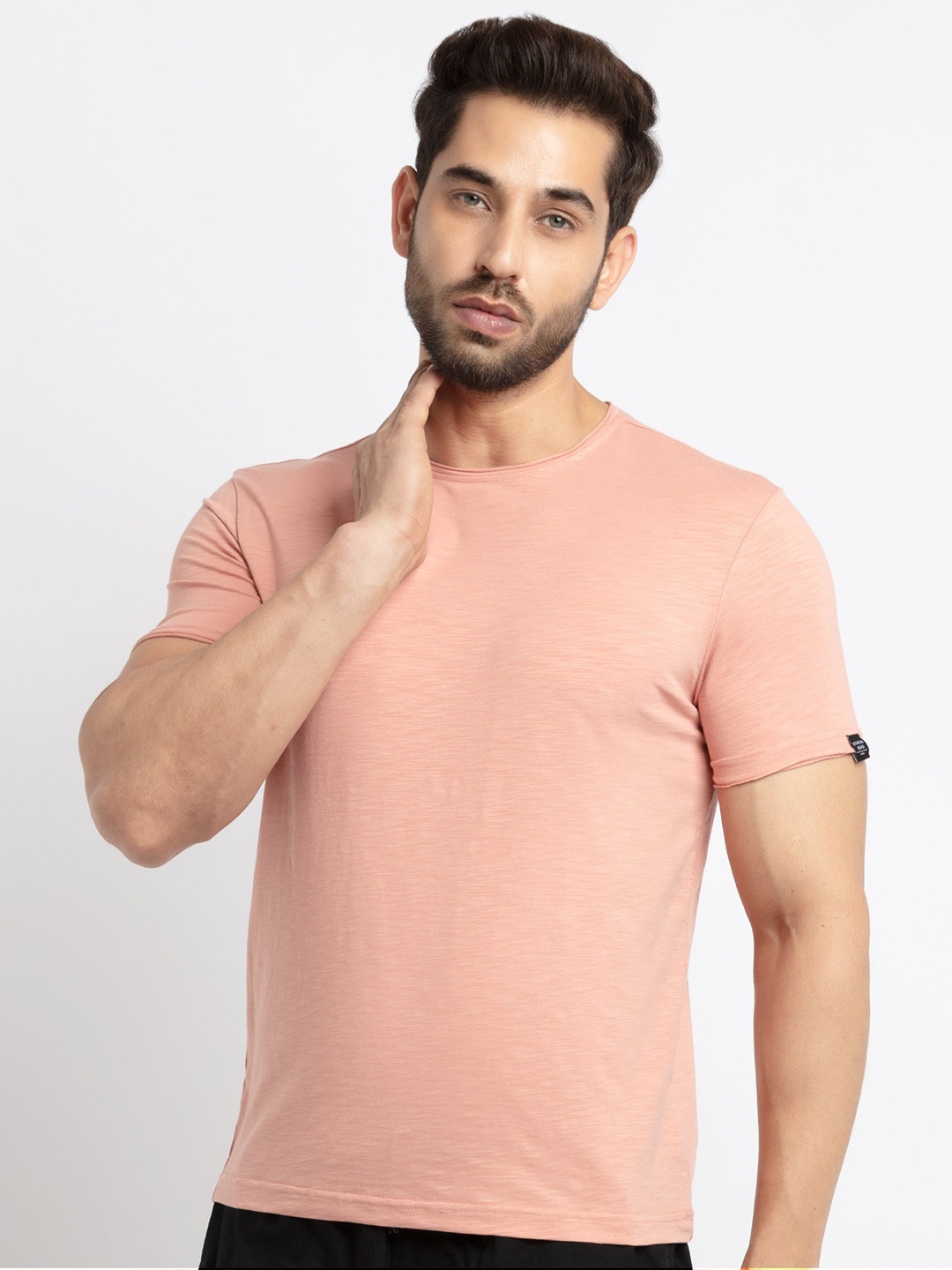 

Status Quo Men Peach-Coloured Cotton T-shirt