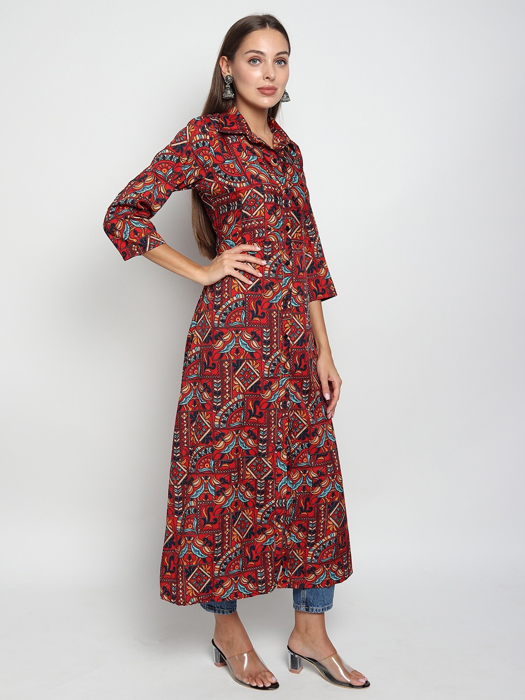 

ISAM Women Red Geometric Printed Kurta
