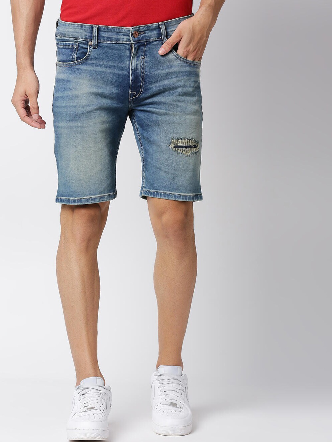 

Pepe Jeans Men Blue Washed Skinny Fit Denim Shorts