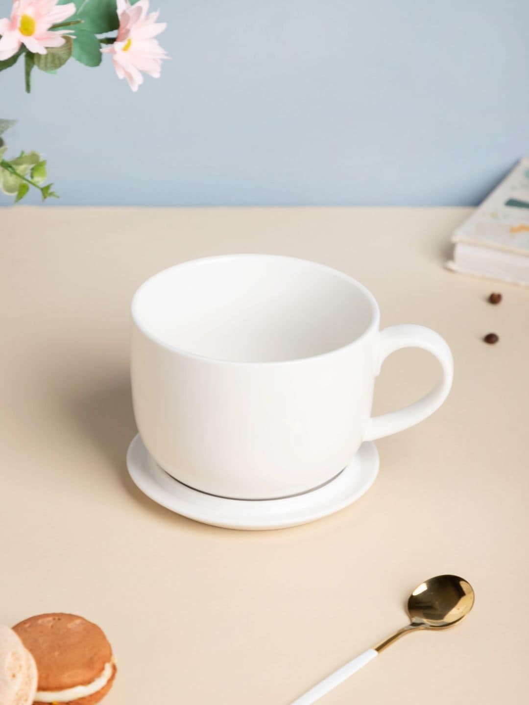 

Nestasia White Set Of 2 Microwave Safe Ceramic Glossy Dessert Cup With Lid