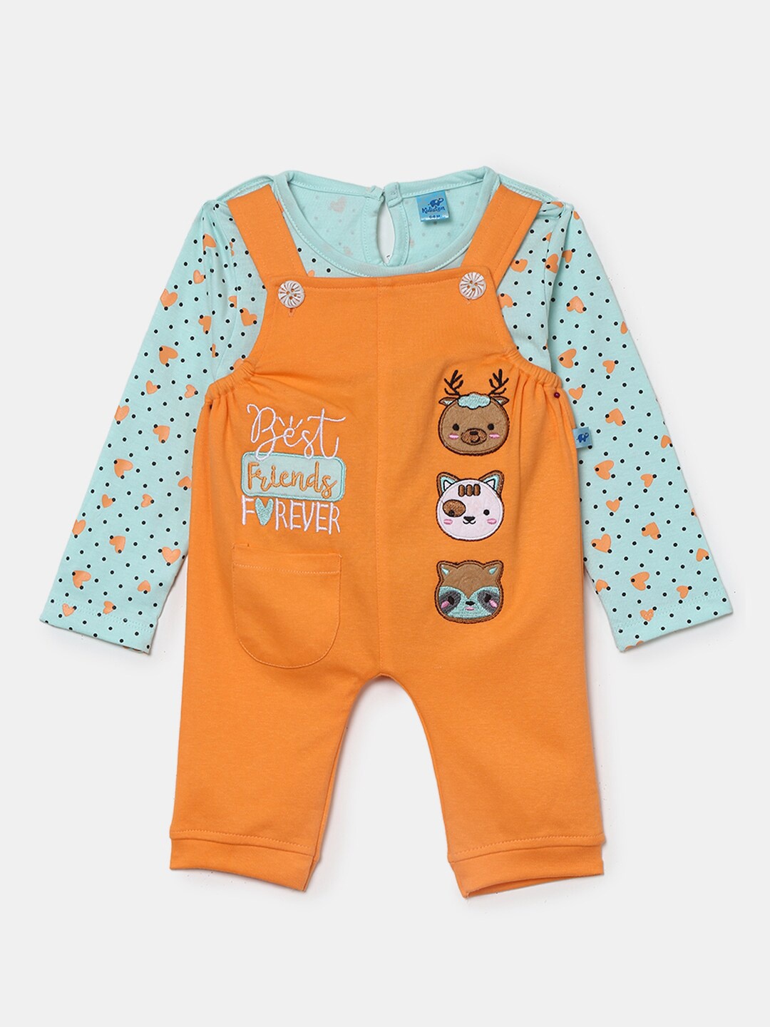 

V-Mart Kids Orange & Green Printed Top with Pyjama