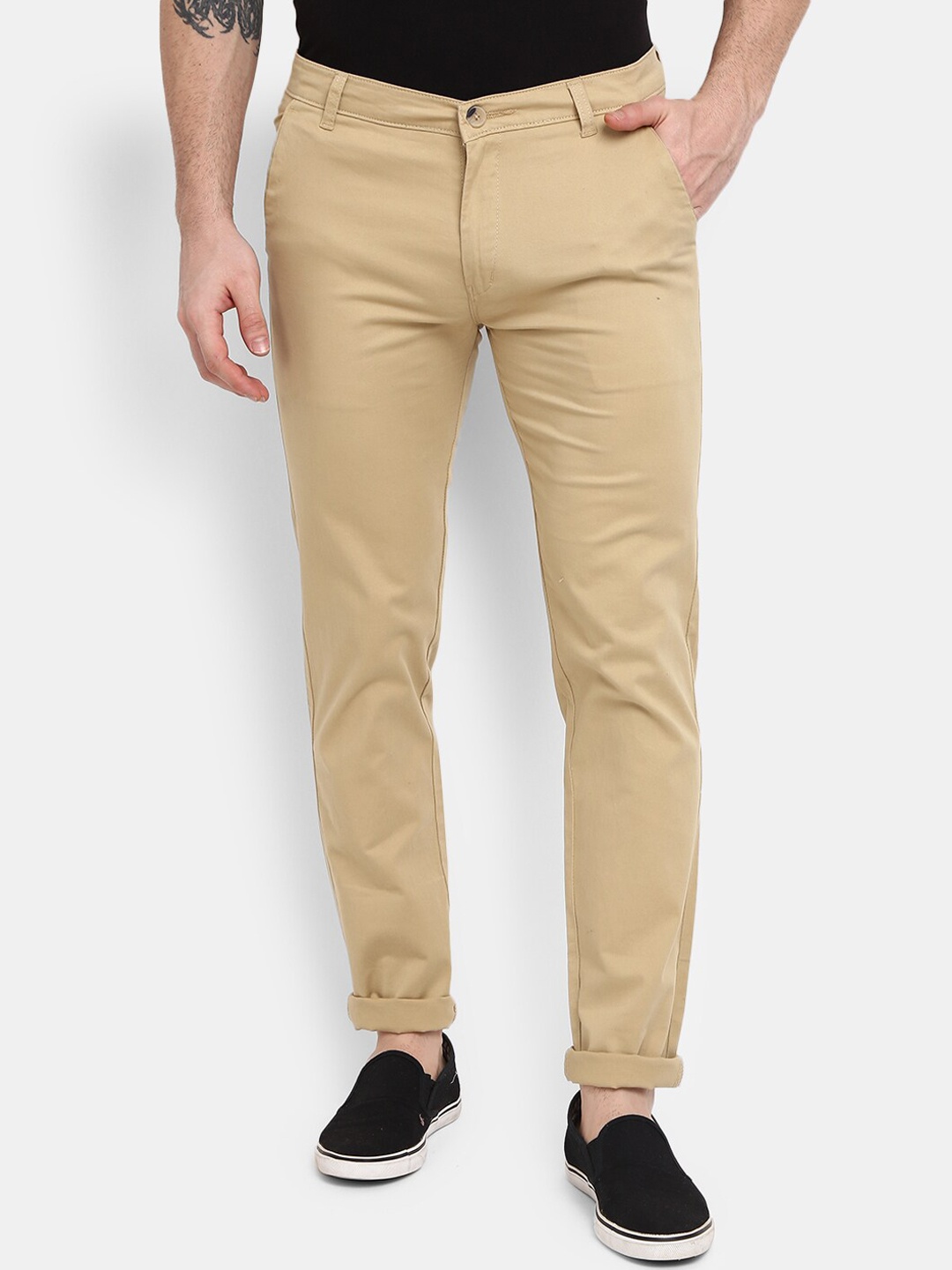 

V-Mart Men Beige Easy Wash Cotton Chinos Trousers