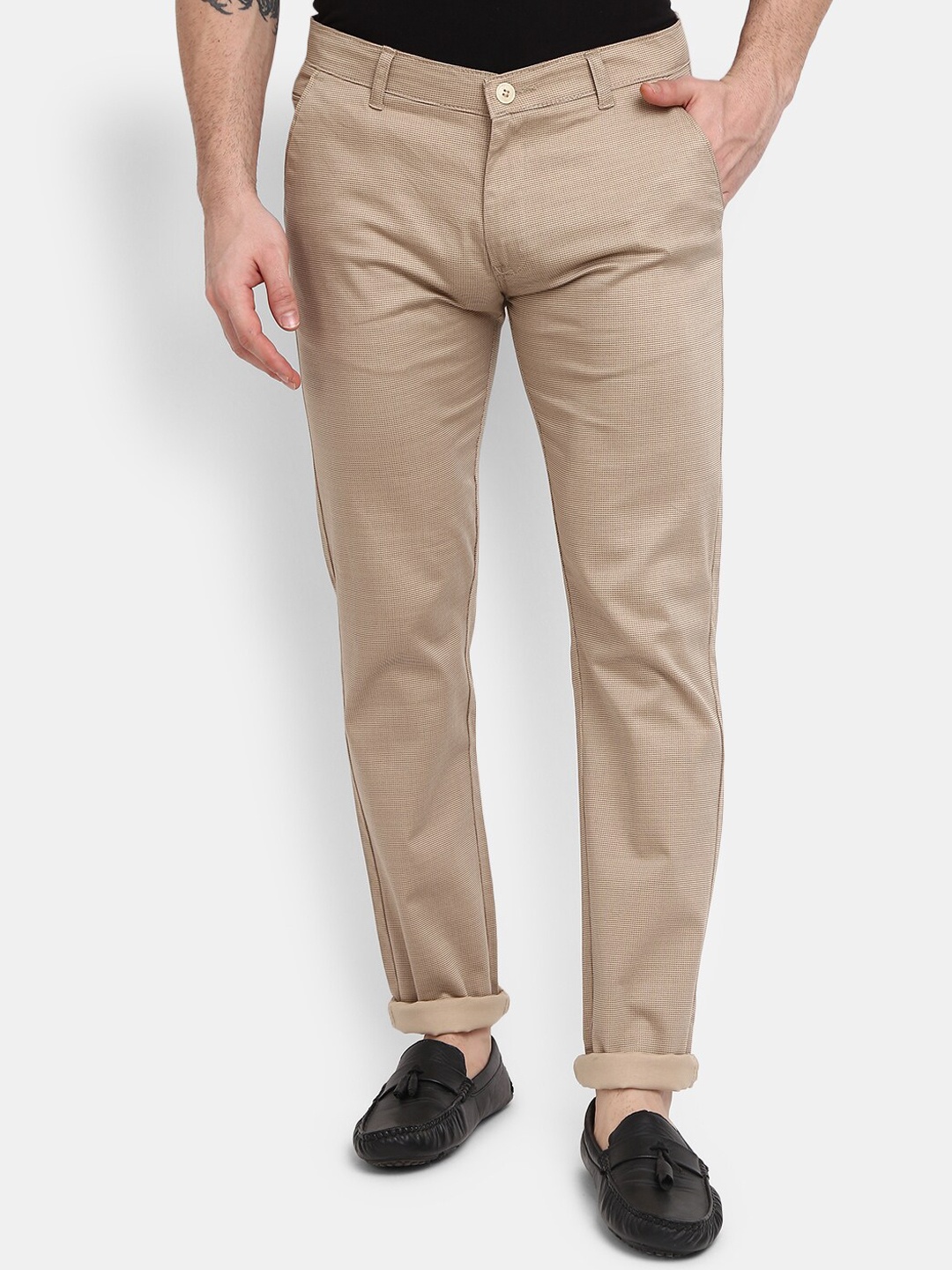 

V-Mart Men Beige Easy Wash Cotton Chinos Trousers