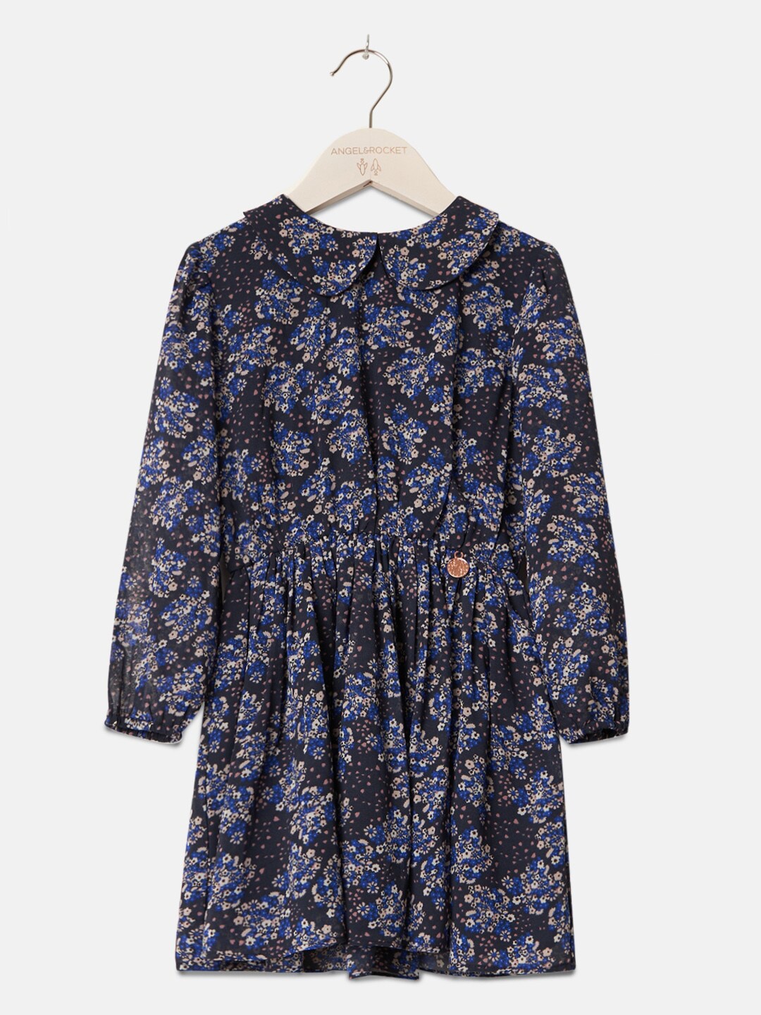 

Angel & Rocket Girls Black & Blue Floral Peter Pan Collar Dress