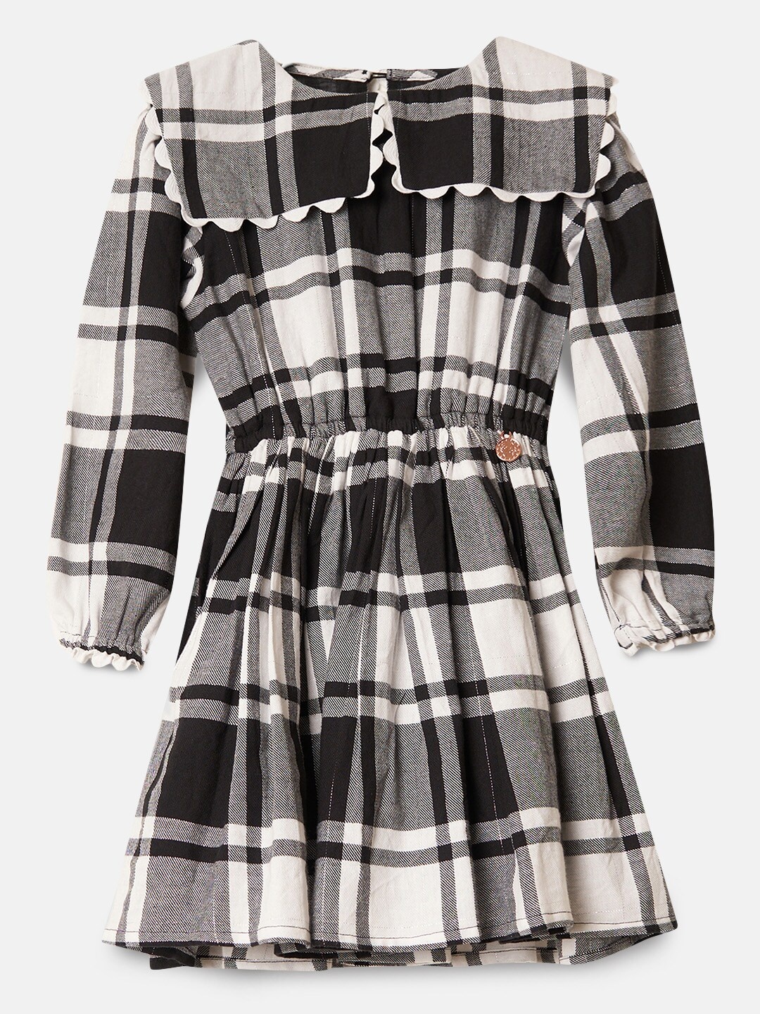 

Angel & Rocket Girls Black & Off White Checked Cotton Dress