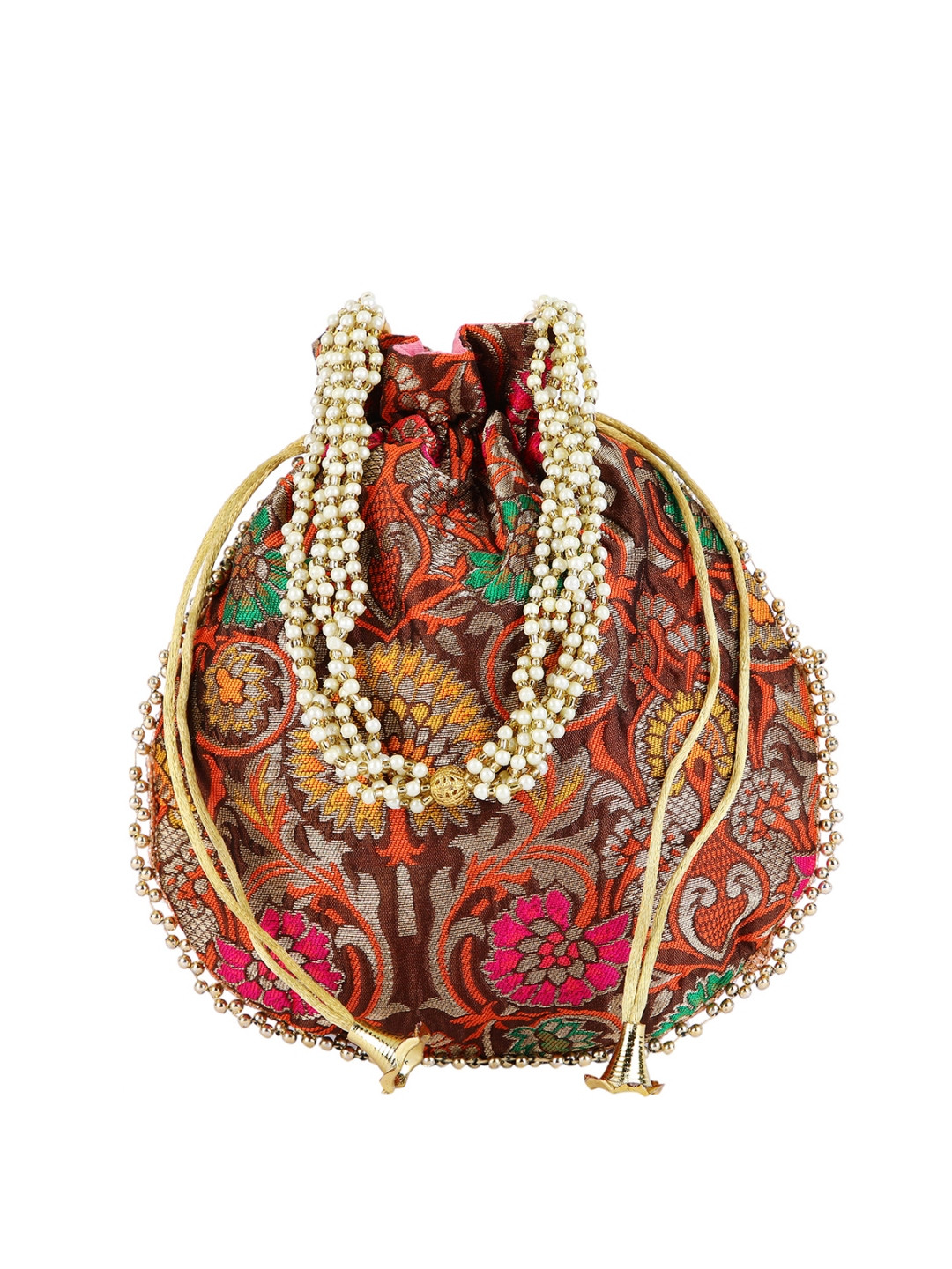 

ROMEE Red & Orange Embroidered Potli Clutch