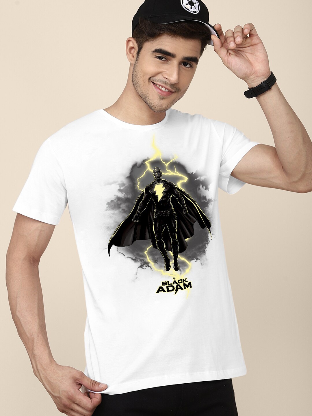 

Free Authority Men Black Adam White Printed T-shirt